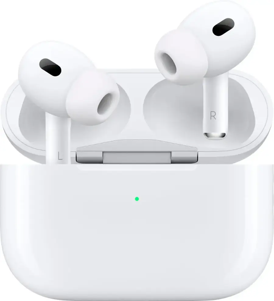 AirPods Pro 2nd Generation Clone – Wireless Earbuds with Bluetooth 5.3, Wireless Charging Case (White) + Free Leather Case