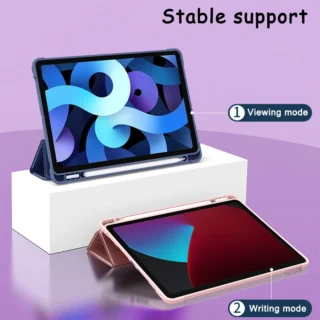 Apple iPad 7th Generation 10.2" Case – Trifold Folio Smart Cover with Pencil Holder, Soft TPU Back, Auto Wake/Sleep - Black