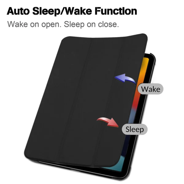 Apple iPad 9th Generation 10.2" Trifold Folio Case (2021) with Pencil Holder, Smart Stand, Soft TPU Back, Auto Wake/Sleep – Black