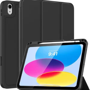 iPad 10th Generation Case 2022 with Pencil Holder, Smart Trifold Stand Cover with Auto Wake/Sleep, Soft TPU Back, Protective iPad 10.9" Case – Black