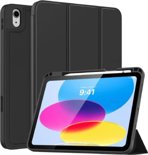 iPad 10th Generation Case 2022 with Pencil Holder, Smart Trifold Stand Cover with Auto Wake/Sleep, Soft TPU Back, Protective iPad 10.9" Case – Black