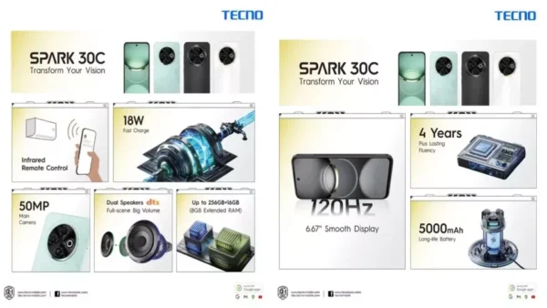 Tecno Spark 30C – 128GB | Big Storage, Bold Design, Smooth Performance - Image 3