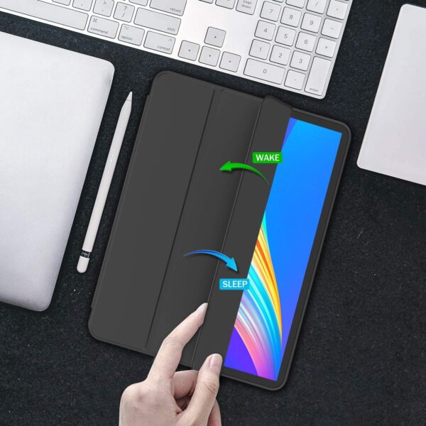 iPad Pro 11 Inch Case (4th Gen, 2022, M2) with Pencil Holder, Trifold Stand Smart Case with Soft TPU Back, Auto Wake/Sleep (Black)