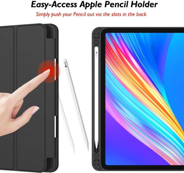 iPad Pro 11 Inch Case (4th Gen, 2022, M2) with Pencil Holder, Trifold Stand Smart Case with Soft TPU Back, Auto Wake/Sleep (Black)