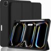 iPad Pro 11 Inch Case M4 2024 with Pencil Holder Trifold Stand Smart Cover with Soft TPU Back Auto Wake Sleep Black iPad Pro 11 Inch Case M4 2024 with Pencil Holder
