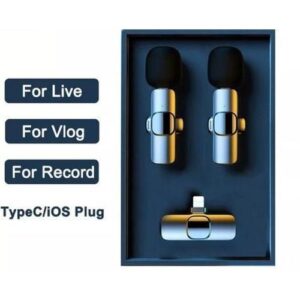 K9 Dual Wireless Lavalier Microphone Portable Audio Video Recording Mini Microphone for iPhone