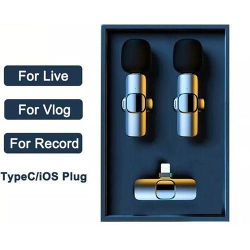 K9 Dual Wireless Lavalier Microphone Portable Audio Video Recording Mini Microphone for iPhone