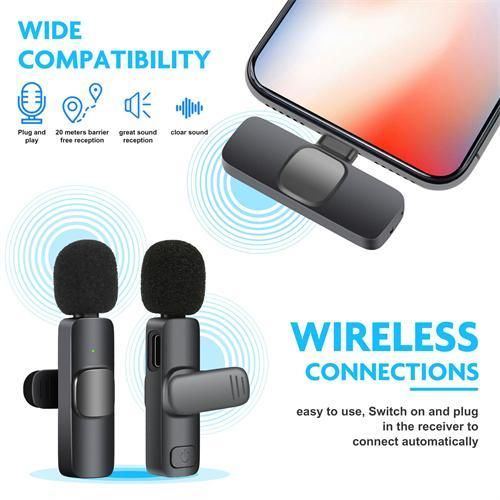 K9 Dual Wireless Lavalier Microphone Portable Audio Video Recording Mini Microphone for iPhone - Image 3