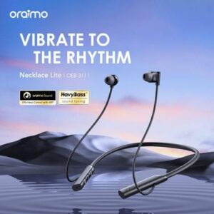 Oraimo Wireless Neckband Headset – Black | Comfort Fit, Long-Battery Life, Deep Bass