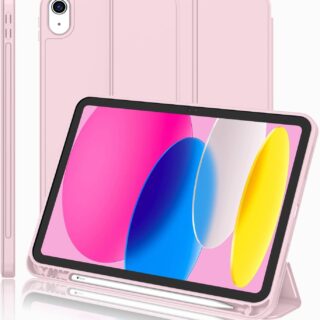 Case for iPad 10th Generation Case [11-Inch 2025/10.9 Inch 2022] with Pencil Holder, Trifold Stand Smart Cover -PINK