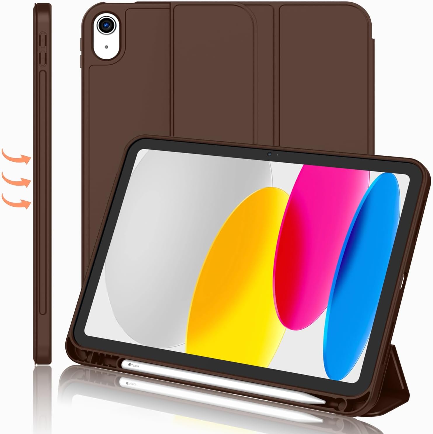 Case for iPad (A16) 11th Generation 11 Inch 2025, iPad 10th Generation 10.9 inch 2022, Slim Stand Protective Cover with Hard PC Translucent Back Shell...(Coffe Brown)