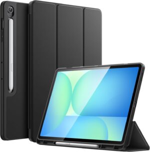 Samsung Galaxy Tab S10 Ultra Black Case – Tri-Fold Stand Protective Cover With Pen Slot