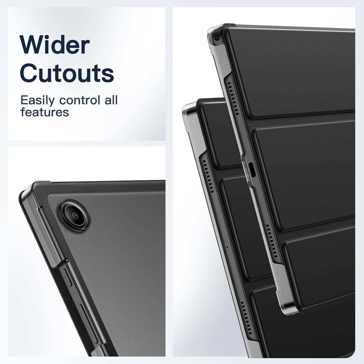 Case for Samsung Galaxy Tab A8 10.5-Inch 2022 (SM-X200/X205/X207), Slim Translucent Back Tri-Fold Folio Stand Protective Tablet Cover, Auto... BLACK - Image 2