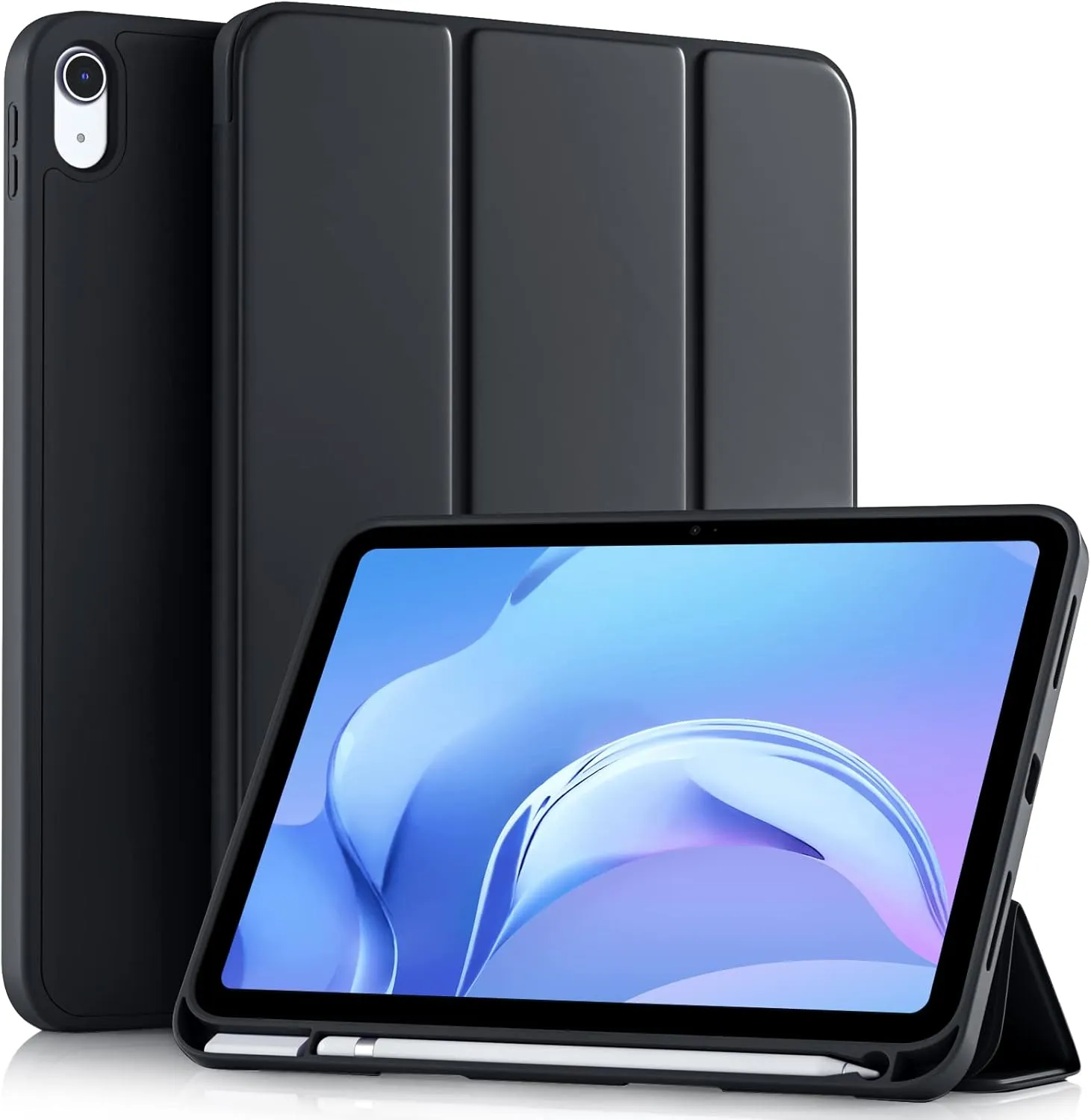 iPad (A16) 11th Generation Case 11 Inch 2025, iPad 10th Generation Case 10.9 Inch 2022, Slim Stand Hard PC Translucent Back Shell Smart Cover, Support Touch ID, Auto Wake/Sleep, Black