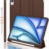 iPad Air 11 Inch Case M3(2025) / M2 (2024), iPad Air 5th/4th Generation Case 2022/2020 10.9 Inch with Pencil Holder, Trifold Stand Smart Case with...(DARK BROWN)