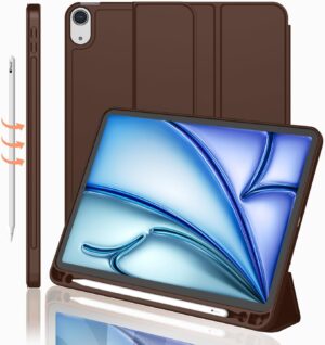 iPad Air 11 Inch Case M3(2025) / M2 (2024), iPad Air 5th/4th Generation Case 2022/2020 10.9 Inch with Pencil Holder, Trifold Stand Smart Case with...(DARK BROWN)