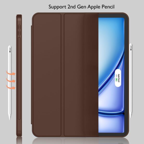 iPad Air 11 Inch Case M3(2025) / M2 (2024), iPad Air 5th/4th Generation Case 2022/2020 10.9 Inch with Pencil Holder, Trifold Stand Smart Case with...(DARK BROWN)