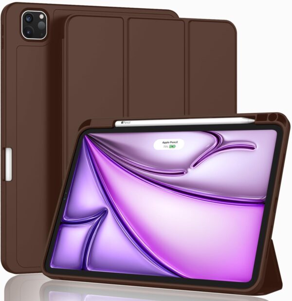 dark brown 20 - hkshop Case ForiPad Air 13 Inch Case M3 2025/M2 2024 with Pencil Holder, Trifold Stand Smart Case with Soft TPU Back, Auto Wake/Sleep (DARK BROWN)