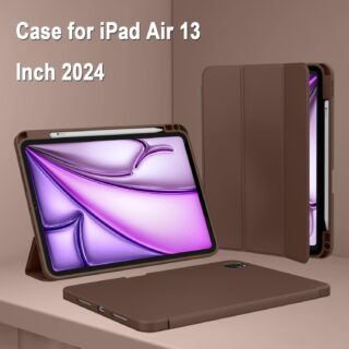 Case ForiPad Air 13 Inch Case M3 2025/M2 2024 with Pencil Holder, Trifold Stand Smart Case with Soft TPU Back, Auto Wake/Sleep (DARK BROWN)