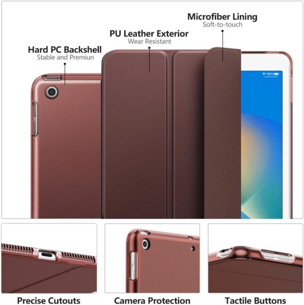 Case for iPad 10.2 iPad 9th Generation 2021/ iPad 8th Generation 2020/ iPad 7th Generation 2019, Slim Stand Hard Back Shell Smart Cover Case for iPad...(DARK BROWN)