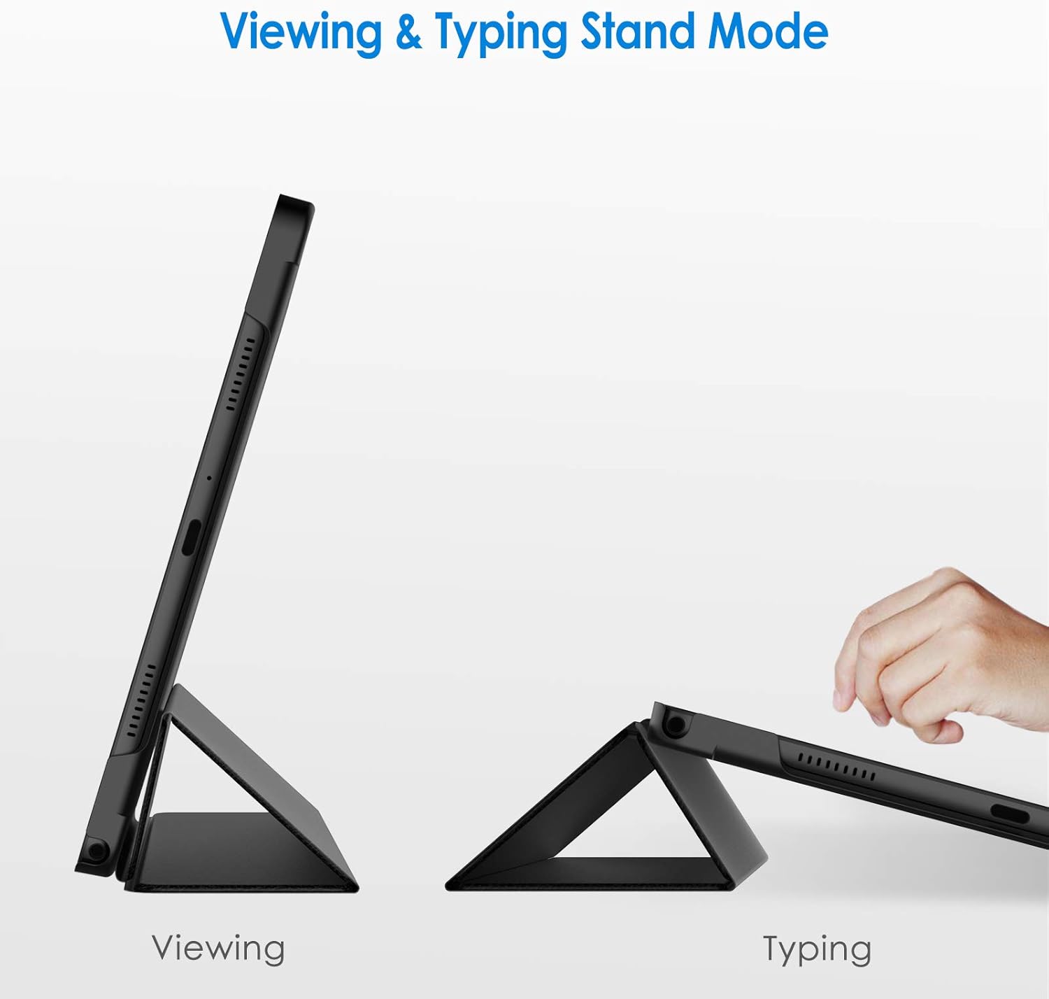 Case for Samsung Galaxy Tab A7 Lite 8.7 Inch 2021 Model (SM-T220/T225/T227), Ultra Thin Lightweight Hard Back Shell Tri-Fold Stand Cover, Black - Image 3