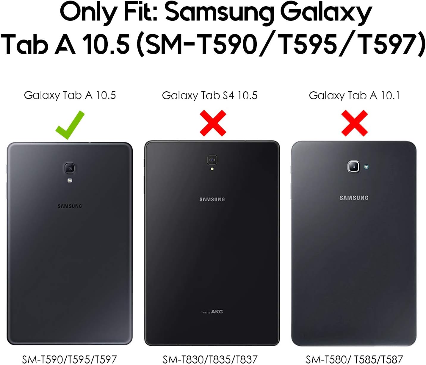 Slim Case for Galaxy Tab A 10.5 2018 T590 T595 T597, Light Stand Hard Shell Cover Protective Case for Galaxy Tab A 10.5-Inch Tablet...(BLACK) - Image 2