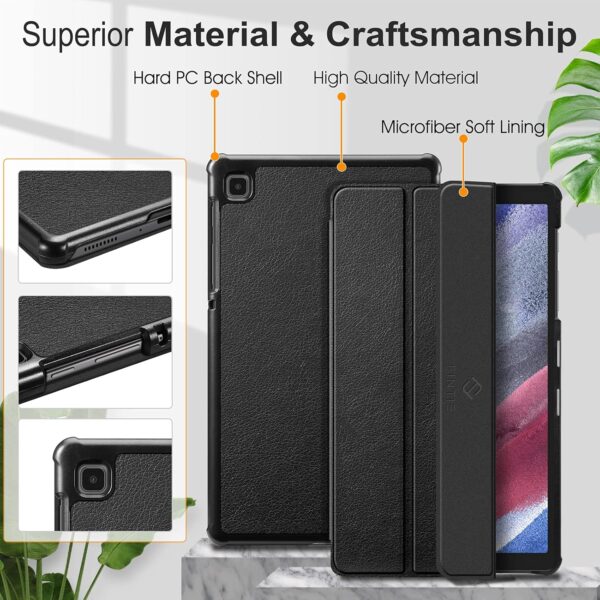 galaxy 22 -hkshop Case for Samsung Galaxy Tab A7 Lite 8.7 Inch 2021 Model (SM-T220/T225/T227), Ultra Thin Lightweight Hard Back Shell Tri-Fold Stand Cover, Black