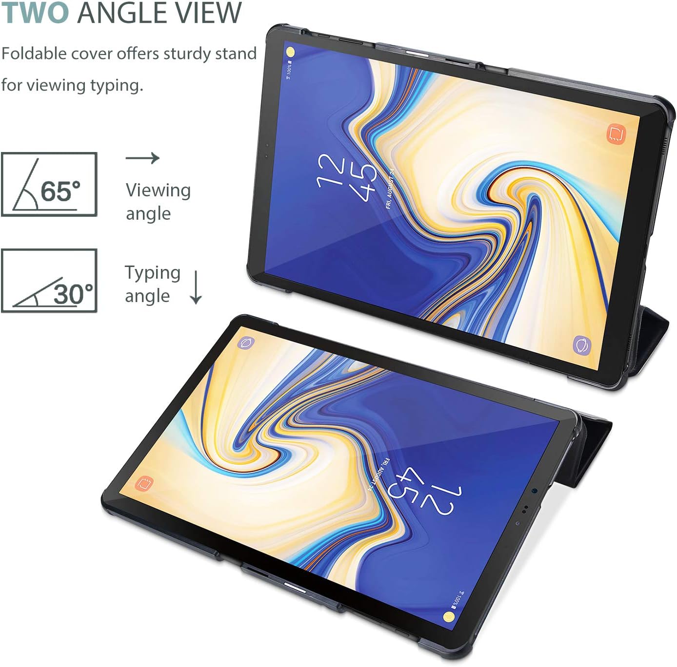 Slim Case for Galaxy Tab A 10.5 2018 T590 T595 T597, Light Stand Hard Shell Cover Protective Case for Galaxy Tab A 10.5-Inch Tablet...(BLACK) - Image 3