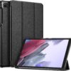 galaxy tab - hkshop Case for Samsung Galaxy Tab A7 Lite 8.7 Inch 2021 Model (SM-T220/T225/T227), Ultra Thin Lightweight Hard Back Shell Tri-Fold Stand Cover, Black