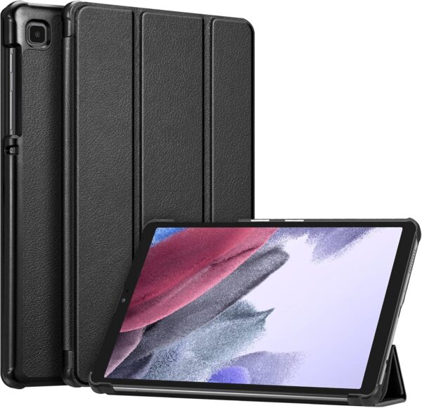 galaxy tab - hkshop Case for Samsung Galaxy Tab A7 Lite 8.7 Inch 2021 Model (SM-T220/T225/T227), Ultra Thin Lightweight Hard Back Shell Tri-Fold Stand Cover, Black