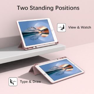 Case for iPad Pro 10.5 Inch, Lightweight Slim Soft TPU Trifold Stand Smart Cover, Auto Sleep/Wake Case with Pencil Holder for......(PINK)