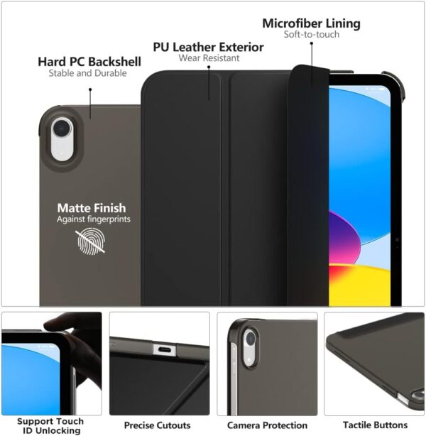 Case for iPad Air 11-Inch M3/M2 (2025/2024), iPad Air 5/4 (2022/2020 5th/4th Generation 10.9-Inch) with Pencil Holder, Slim Tablet Cover with Soft...