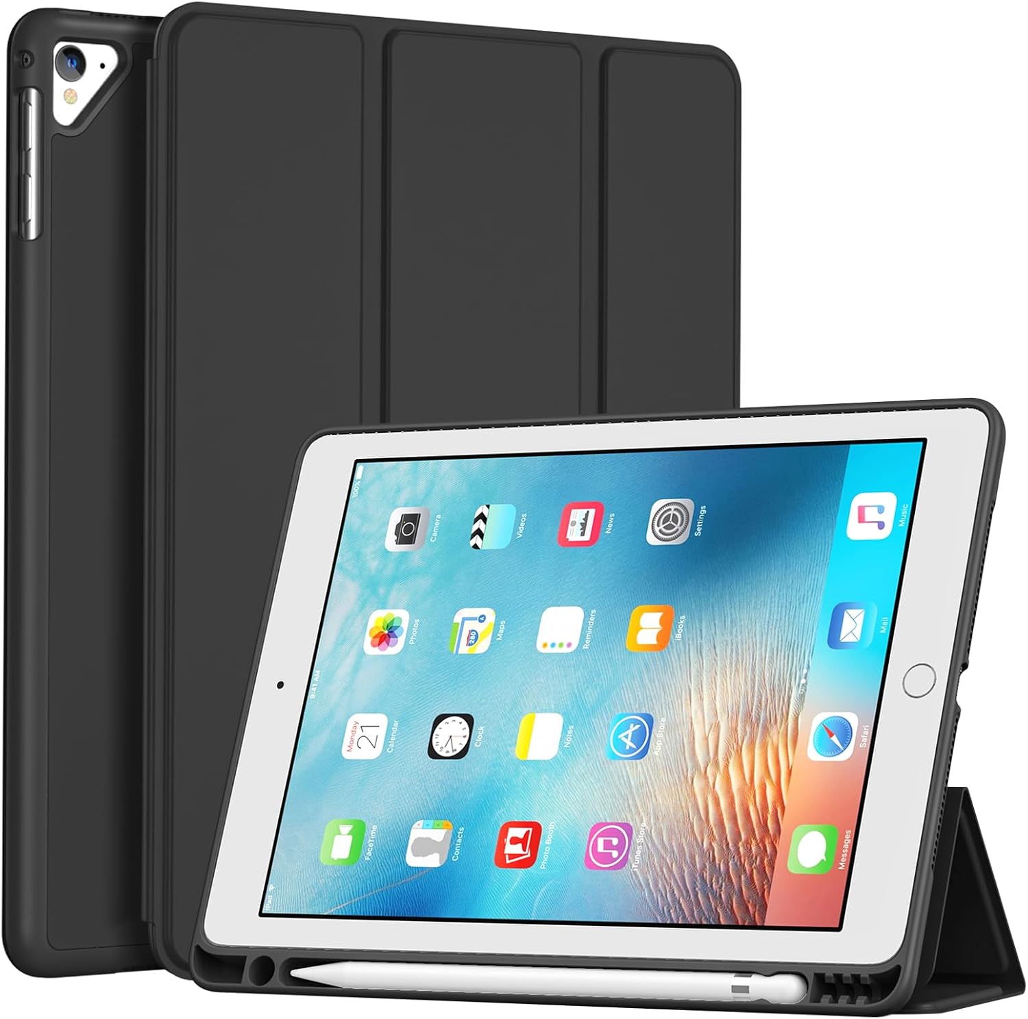 iPad Air 1 Case – Slim Black Protective Cover with Stand