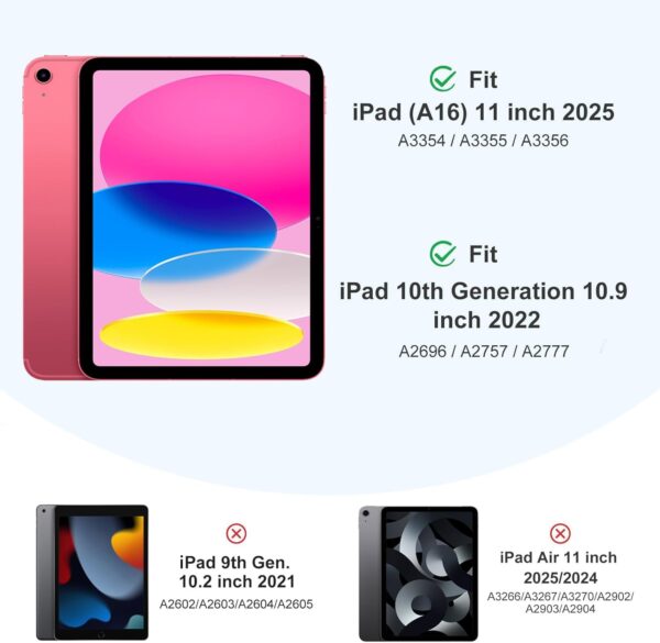 iPad (A16) 11th Generation Case 11 Inch 2025, iPad 10th Generation Case 10.9 Inch 2022 with Pencil Holder, Slim Light Trifold Protective Cover with Pen Slot