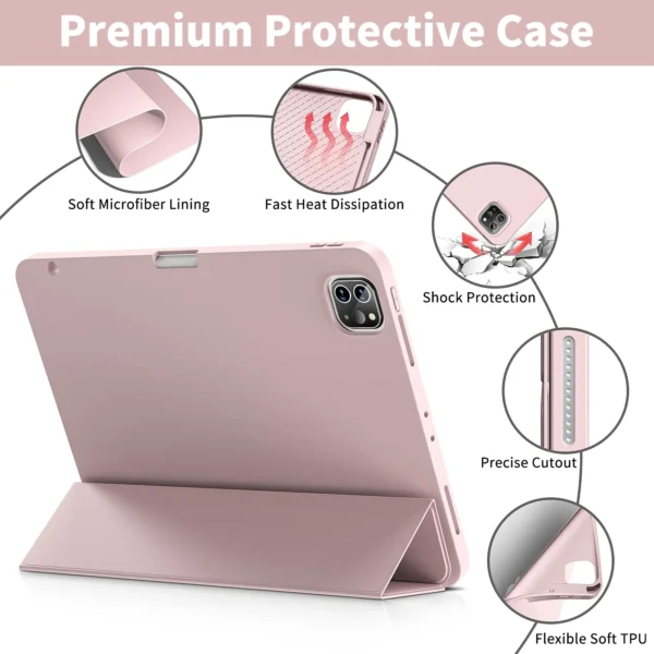 iPad Case for iPad Pro 12.9 Inch with Pencil Slot - Pink 2 iPad Case for iPad Pro 12.9 Inch with Pencil Slot - Pink