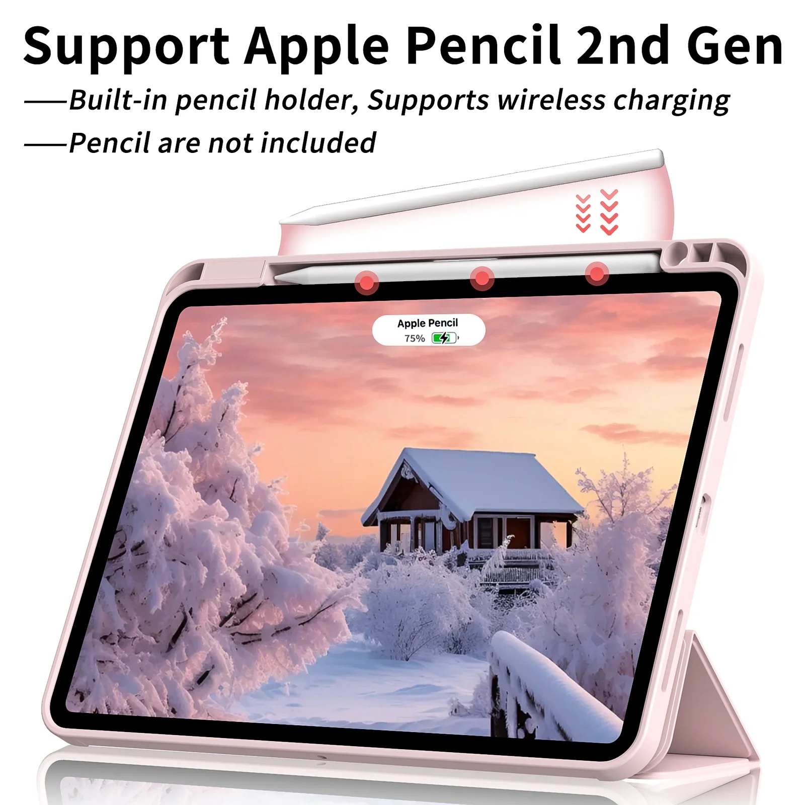 iPad Case for iPad Pro 12.9 Inch with Pencil Slot - Pink - Image 3