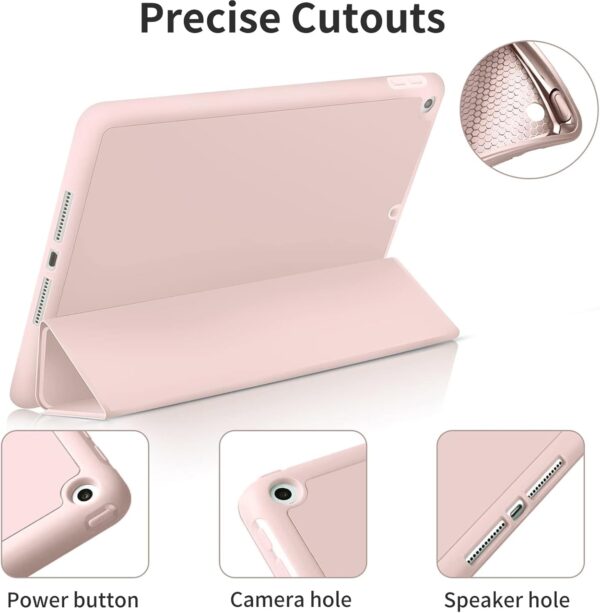 Case for iPad 6th/5th Generation (2018/2017 Model) 9.7 Inch with Pencil Holder, Lightweight Smart Stand Cover with Soft TPU Back, Auto Wake/Sleep - PINK
