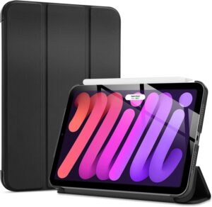 Case for iPad mini (A17 Pro, 2024 Model, 7th Generation), Slim Tablet Cover with Soft TPU Back, Auto Wake/Sleep (Black)