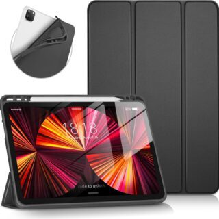 for iPad Pro 11 inch Case, Soft Smart Cover with Pencil Holder for iPad Pro 11-inch 4th/3rd/2nd/1st Generation (2022/2021/2020/2018 Released),Auto...BLACK