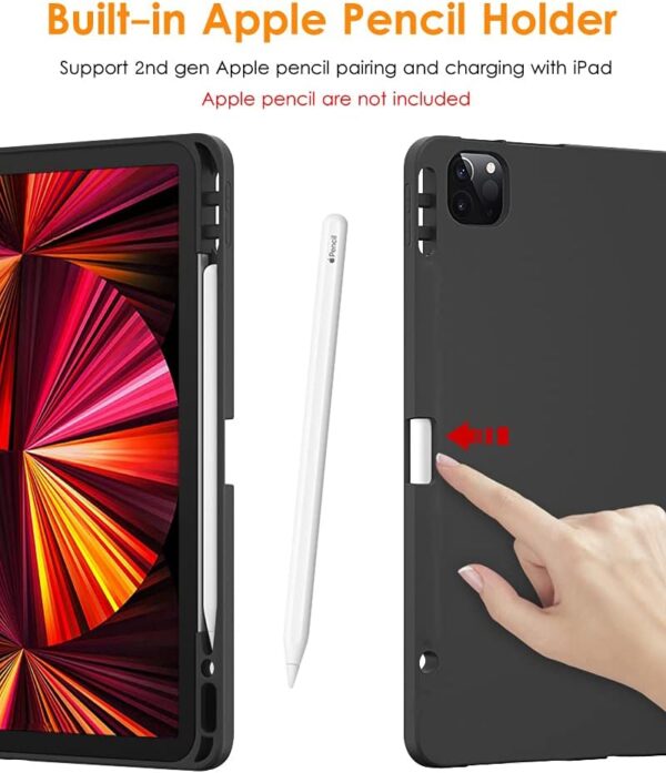 ipad pro 11 inch case black- hkshop iPad Pro 11 inch Case, Soft Smart Cover with Pencil Holder for iPad Pro 11-inch 4th/3rd/2nd/1st Generation (2022/2021/2020/2018 Released),Auto...BLACK