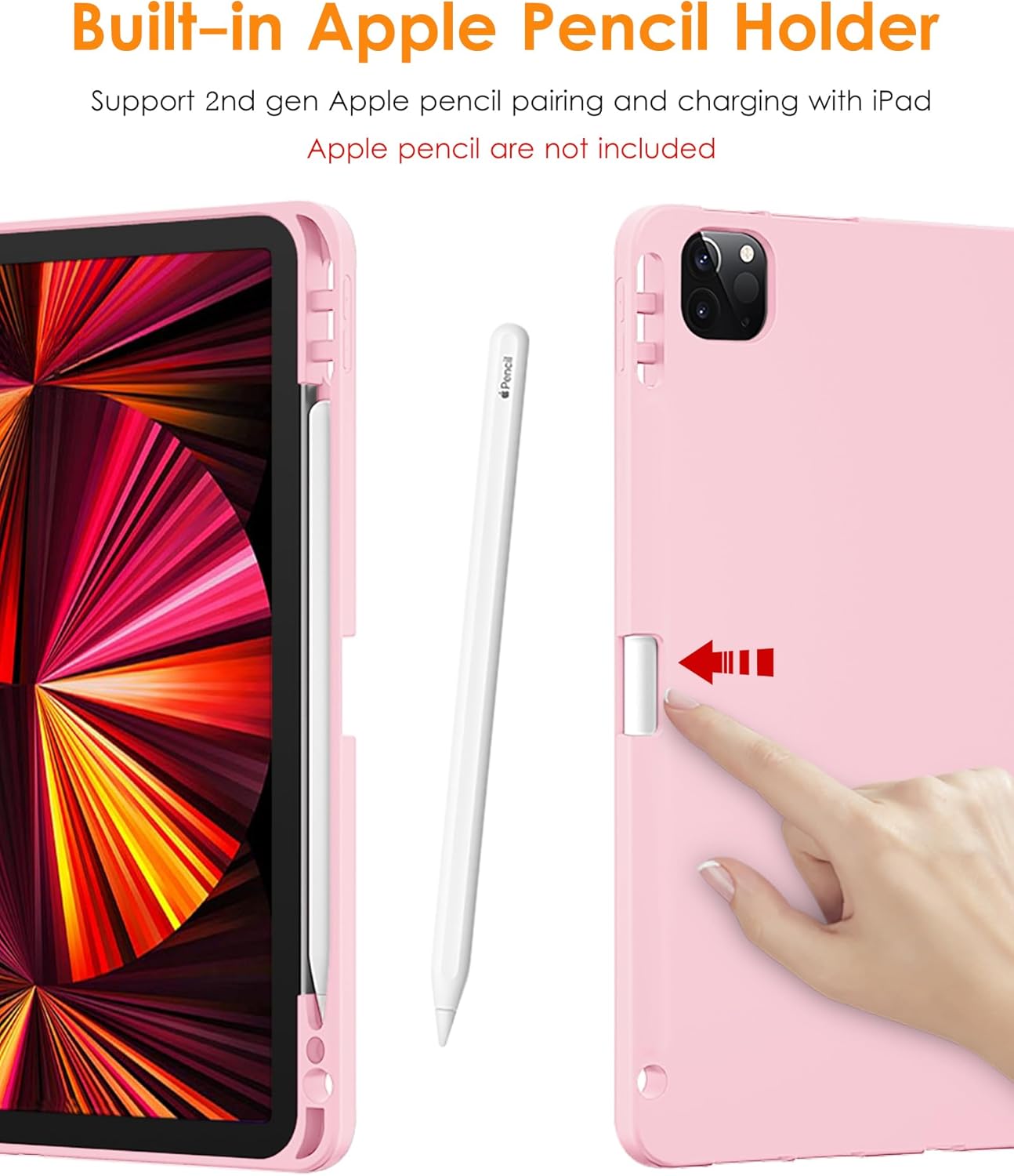 Case for iPad Pro 11 inch Case, Soft Smart Cover with Pencil Holder for iPad Pro 11-inch 4th/3rd/2nd/1st Generation (2022/2021/2020/2018 Released),Auto... PINK - Image 3