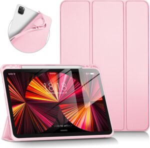 Case for iPad Pro 11 inch Case, Soft Smart Cover with Pencil Holder for iPad Pro 11-inch 4th/3rd/2nd/1st Generation (2022/2021/2020/2018 Released),Auto... PINK
