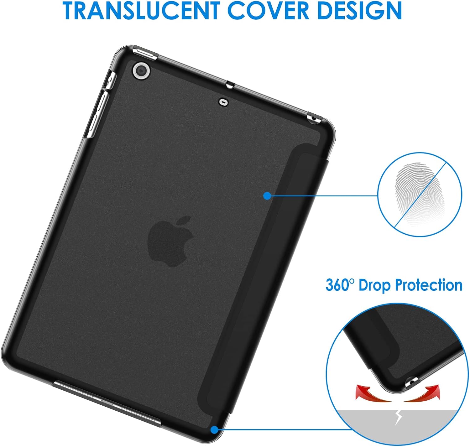 Case for iPad Mini 1 2 3 (NOT for iPad Mini 4), Smart Cover with Auto Sleep/Wake (Black) - Image 3