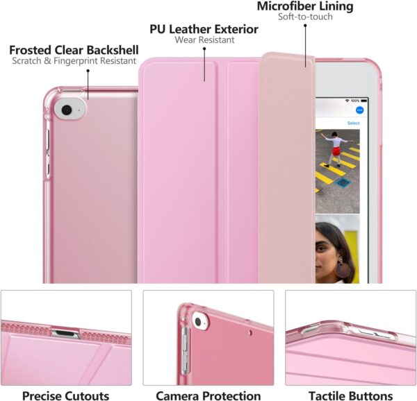 Case For New iPad mini 5 2019/Mini 4 2015 (5th/4th Generation 7.9-inch), Slim Lightweight Smart Shell Stand Cover with Translucent Frosted Back...PINK