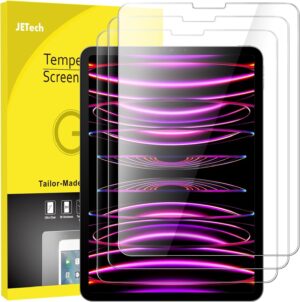 JETech Screen Protector for iPad Pro 11-Inch (2022/2021/2020/2018 Model), iPad Air 5/4 2022/2020 10.9-Inch, Face ID Compatible, Tempered Glass Film, 1-Pack