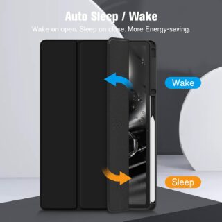 Samsung Galaxy Tab S7 Plus Black Protective Cover/ Case – Magnetic Stand & S Pen Holder