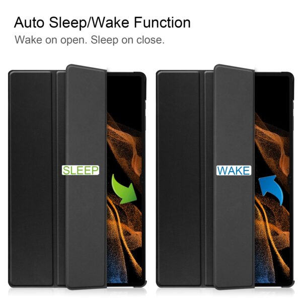 samsung galaxy Tab S8 Ultra Case- hkshop. Samsung Galaxy Tab S8 Ultra Black Case – Tri‑Fold Stand Cover with Pen Holder
