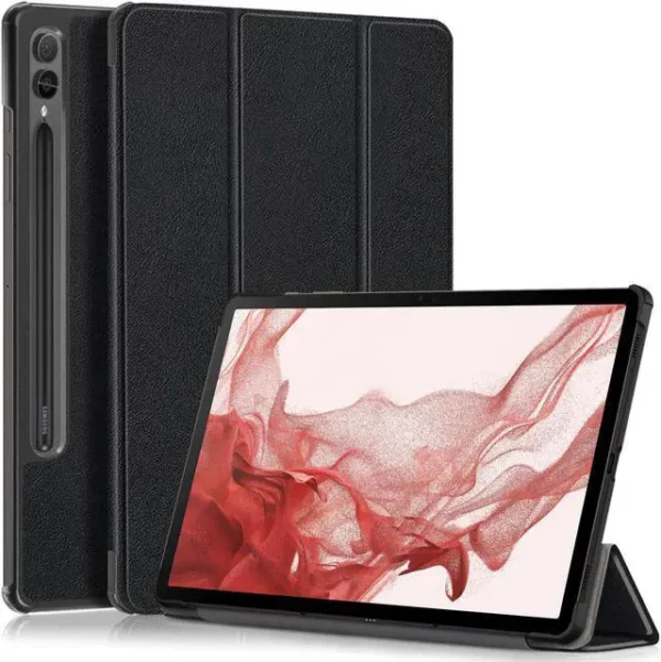 Samsung Galaxy Tab S9 Black Case – Tri-Fold Stand Cover with Auto Wake/Sleep & Pen Holder