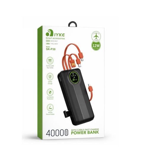 40000mAh Long Lasting Power Bank IYKE SK-P9 40,000mAh Long-Lasting Power Bank – Ultra-Capacity Heavy-Duty Portable Charger with Digital Display (Premium Black)
