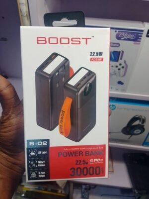 BOOST 30000mAh High Capacity Power Bank 225W Ultra Fast Charging Portable Charger with Type C USB Outputs
